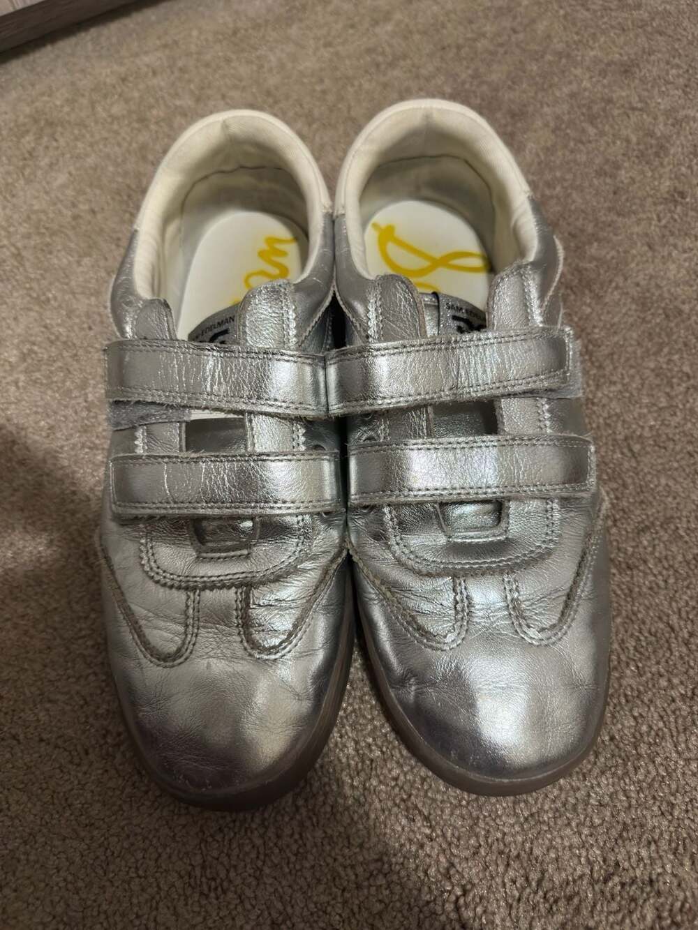 Sam Edelman Talia Silver Metallic Hook-and-Loop Sneakers